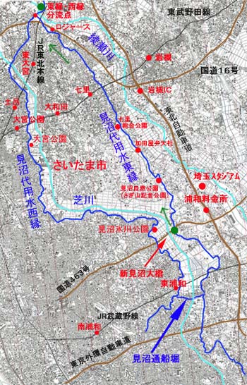 見沼代用水サイクリングコース　地図